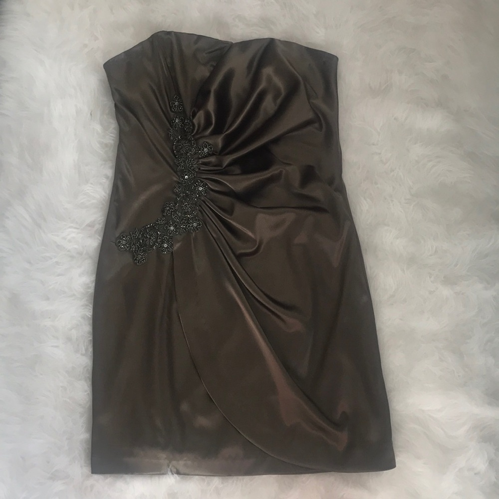Strapless dress with beading and ruched detail